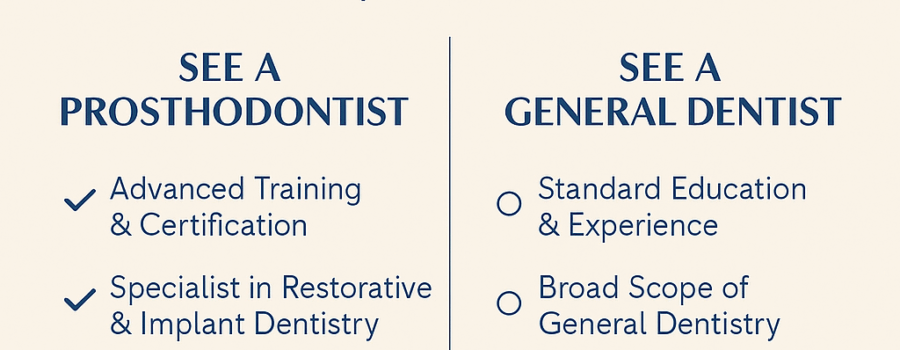 Why You Should Choose a Prosthodontist Over a General Dentist for Complex Dental Needs