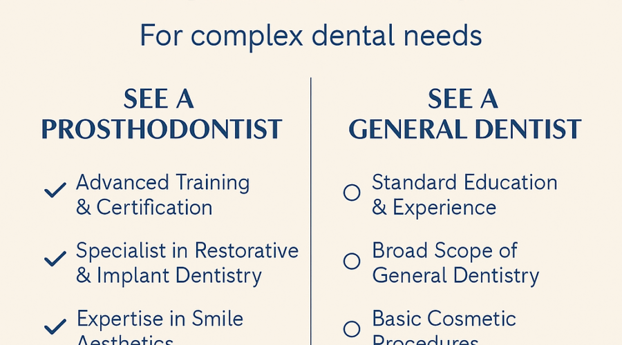 Why You Should Choose a Prosthodontist Over a General Dentist for Complex Dental Needs